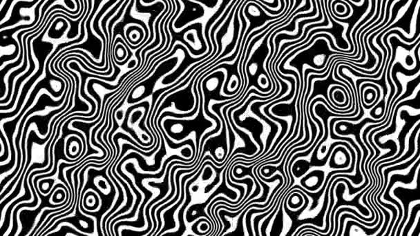 Abstrakte Schwarz Weiße Wellenlinien Muster Optische Täuschung Animierten Hintergrund — Stockvideo