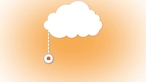 Cloud Computing Konzept Mit Symbolen Zur Speicherung Von Mail Datenbank — Stockvideo