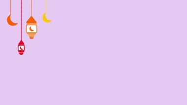 Renkli bayram mübarek fenerleri. Hilal ay ve yıldızlı. Pastel arka planda canlandırılmış..