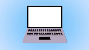 Buy Now ile birlikte dizüstü bilgisayar mavi arka planda mavi güneşlik grafik animasyonlu ekran çevrimiçi alışveriş kavramı.