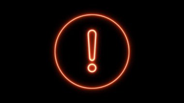 Siyah arkaplanda parlayan neon ünlem işareti.