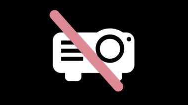 Yasaklama işareti kamera simgesi siyah arkaplanda canlandırıldı.