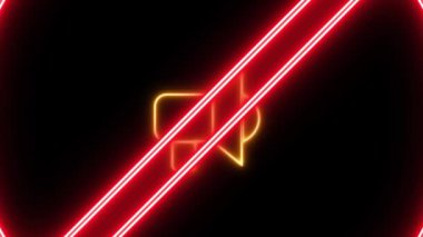 Siyah bir arkaplanda kırmızı renkte parlayan çan sembolü olmayan neon işareti.