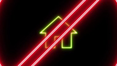 Siyah arkaplanda ev simgesi yasaklı neon işareti.