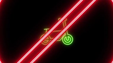 Karanlık bir arka planda parlayan bisiklet sembolü olmayan animasyon neon levhası.