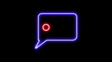 Neon sohbet balonu koyu arkaplanda canlandırıldı.