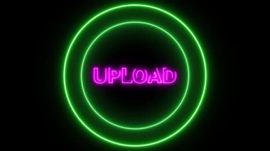 Metni ve neon parlayan çemberi siyah arkaplan üzerine yükle.