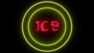 Siyah zemin üzerinde kırmızı yanıp sönen parlak yeşil ışık yazan animasyon neon levhası.