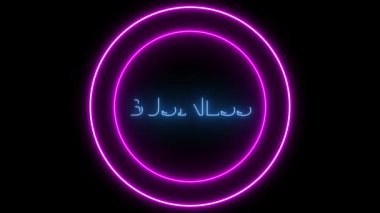 Koyu bir arkaplanda mavi renkli parlayan Neon çemberi.