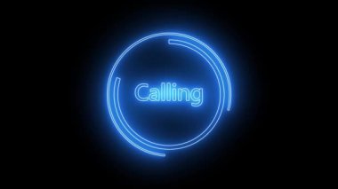 Neon parlayan daire ile telefon arayüzü siyah arkaplanda canlandırıldı.