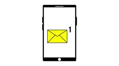 Beyaz arkaplanda akıllı telefon mesajı simgesi canlandırıldı.