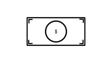 Beyaz arkaplanda dolar banknot simgesi canlandırıldı.