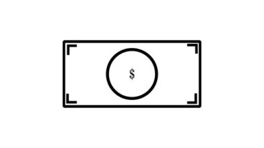 Beyaz arkaplanda dolar banknot simgesi canlandırıldı.