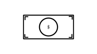 Beyaz arkaplanda dolar banknot simgesi canlandırıldı.