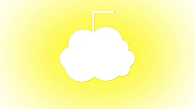 Sarı gradyan üzerinde canlandırılmış simgelerle soyut bulut hesaplama kavramı.