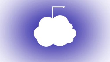 Mavi gradyan arkaplan üzerinde güvenlik depolama ve ağ canlandırma simgeleri içeren bulut hesaplama kavramı.