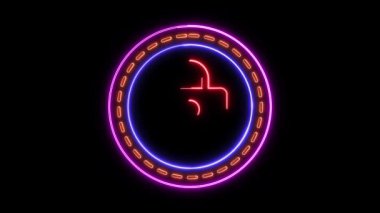 Siyah arkaplanda neon parlayan kilit simgesi canlandırıldı.