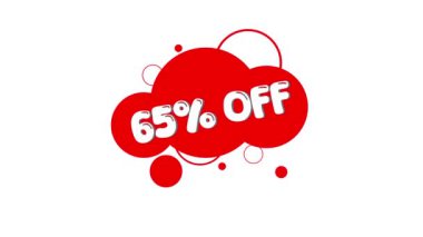 Beyaz arkaplanda% 65 indirimli renkli balon şekli.