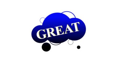 Beyaz arkaplanda büyük bir animasyon olan mavi konuşma balonu.