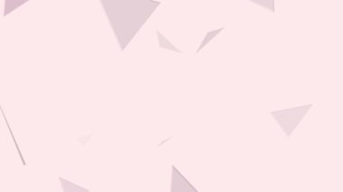 Pembe ve beyaz üçgenleri ve çokgenleri olan soyut geometrik arkaplan bir ışık zemininde canlandırıldı.