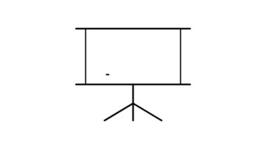 İş sunumunu temsil eden bir tripod standının şeması beyaz arka planda canlandırıldı.