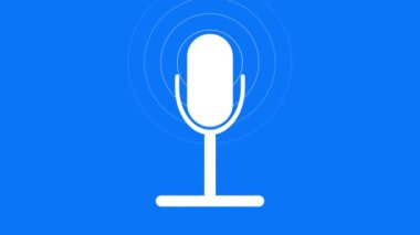 Mavi arkaplanda mikrofon simgesi canlandırıldı.