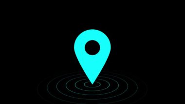 Siyah arkaplanda renkli konum simgesi.