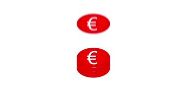 Beyaz arkaplanda kırmızı euro para simgesi canlandırıldı.