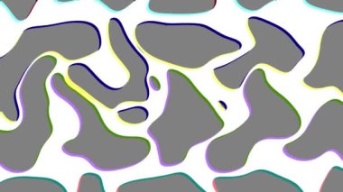 Renkli dış hatları beyaz arkaplanda canlandırılmış soyut sıvı deseni.