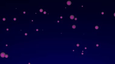 Yüzen pembe ve beyaz daireli soyut mavi arkaplan.