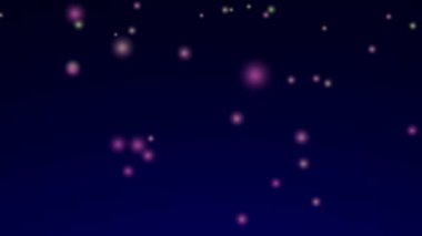 Yüzen pembe ve beyaz daireli soyut mavi arkaplan.