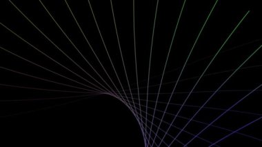 Soyut yeşil çizgiler siyah arkaplan üzerinde bir dalga oluşturur..