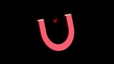Neon harfi U, siyah arkaplan üzerinde parlak kırmızı bir çizgi ile canlandırılmış..
