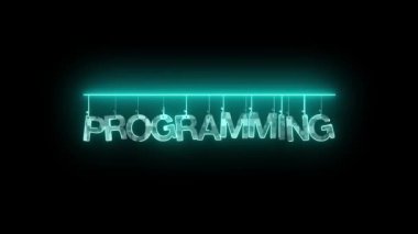Koyu arkaplanda yeşil animasyonlu Program sözcüğüyle neon işareti.