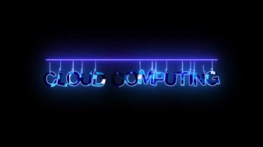 Koyu arkaplanda mavi renkli parlayan bulutsu hesaplayan neon işareti.