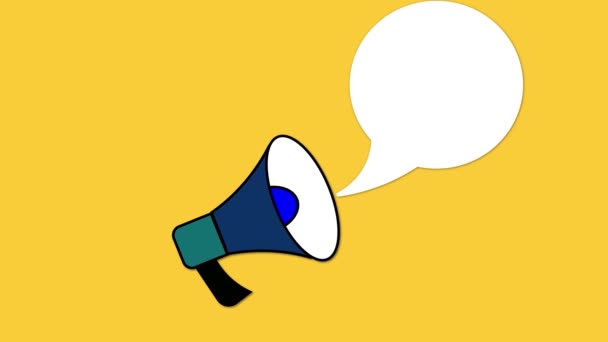 Sarı Zemin Üzerinde Mega Satış Konuşma Baloncuğu Ile Megafon Canlandırıldı — Stok video