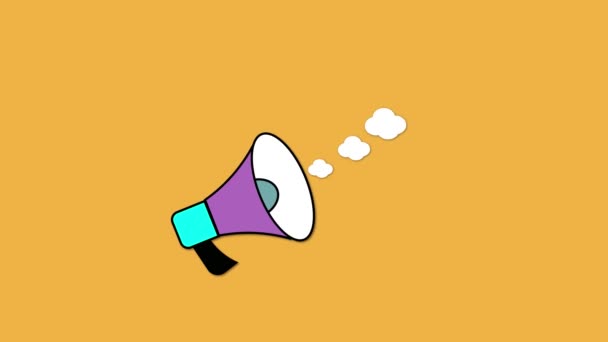 Megaphone Speech Bubble Announcing Offer Animated Beige Background — Stock Video