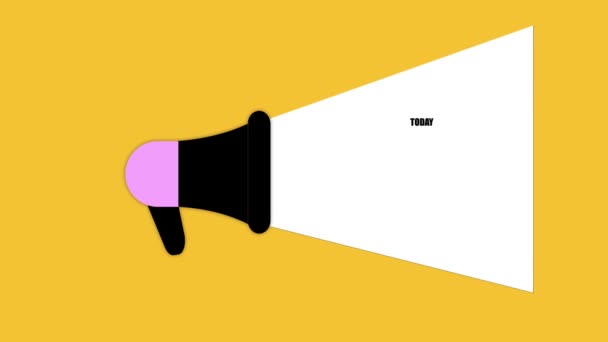 Megaphone Animated Yellow Background Announcing Today Loss Sales Financial Concept — Stock Video