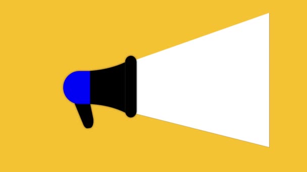 Megaphone Open Shopping Cart Icon Animated Yellow Background — Stock Video