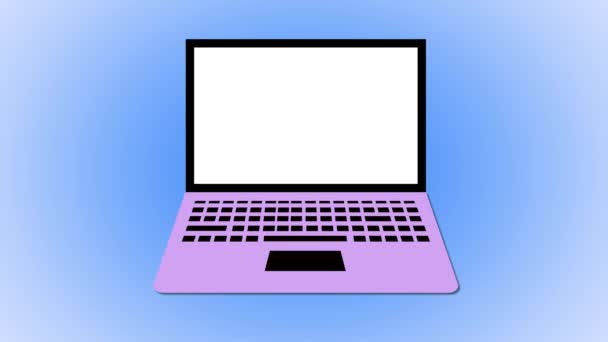 Laptop Met Beste Aanbieding Het Scherm Geanimeerd Een Blauwe Achtergrond — Stockvideo