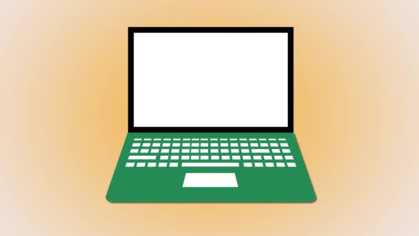 Laptop Ένα Σήμα Πωλησησ Για Στην Οθόνη Κινούμενα Πολύχρωμα Φόντο — Αρχείο Βίντεο