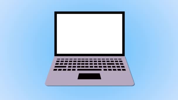 Laptop Med Köp Skärmen Online Shopping Koncept Med Blå Markis — Stockvideo