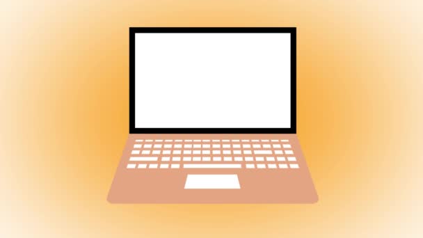 Ekran Laptopa Wyświetlający Reklamę Sprzedaży Ikoną Koszyka Zakupy Animowane Kolorowe — Wideo stockowe