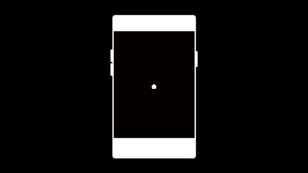 Siyah Arkaplanda Simgesine Sahip Akıllı Telefon Canlandırması — Stok video