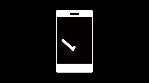 Smartphone Com Marca Carrapato Ícone Animado Fundo Preto — Vídeo de Stock