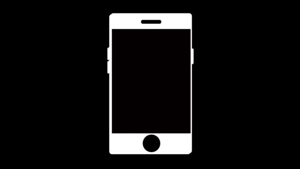 Smartphone Dengan Ikon Unduh Dianimasikan Pada Latar Belakang Hitam — Stok Video