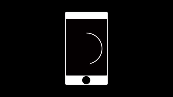 Smartphone Pictogramă Marcă Încrucișată Animată Fundal Negru — Videoclip de stoc