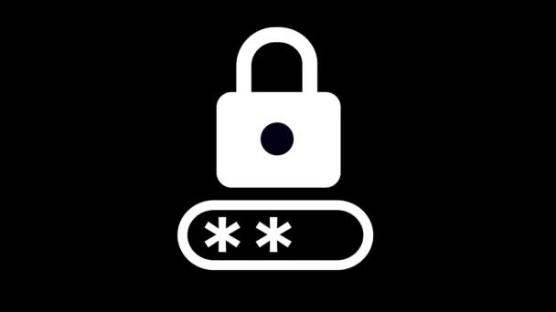Lock Icon Password Animated Black Background — Stock Video