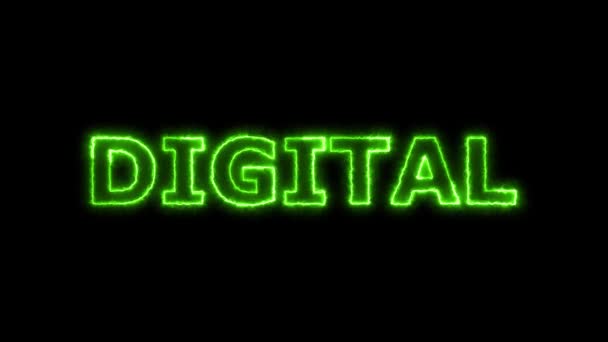 Neonowy Zielony Znak Digital Świecący Animowany Czarnym Tle — Wideo stockowe