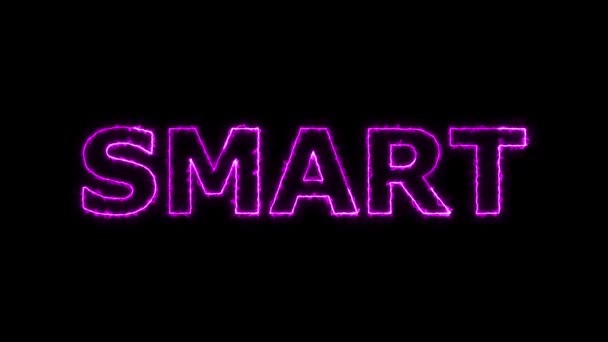 Neon Sign Word Smart Purple Animated Black Background — Stock Video
